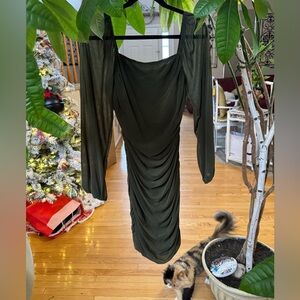 Chic Long Sleeve Olive Dress